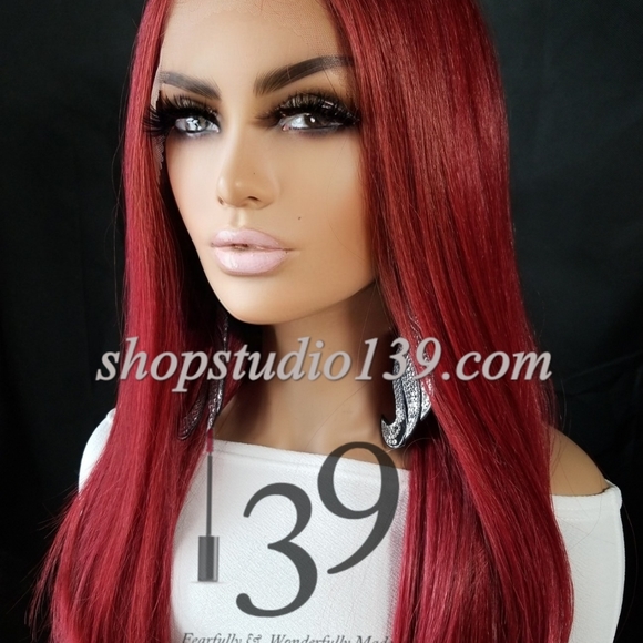 Red hot HD lace front human hair wig - Picture 2 of 4